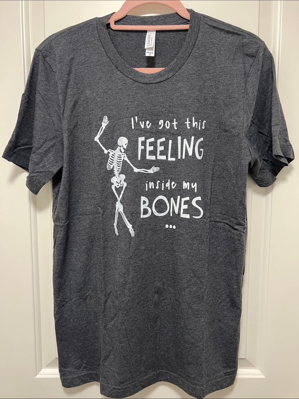 Bella Canvas Dark Gray Short Sleeve Tee with White Skeleton Graphic